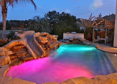 coolest backyard pools with slides idea